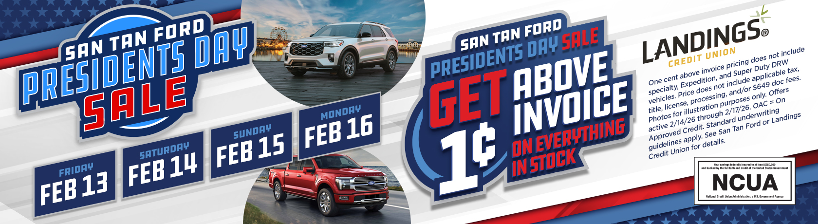 15th Annual San Tan Ford Presidents' Day Sale!  Special Rates, & Pricing!