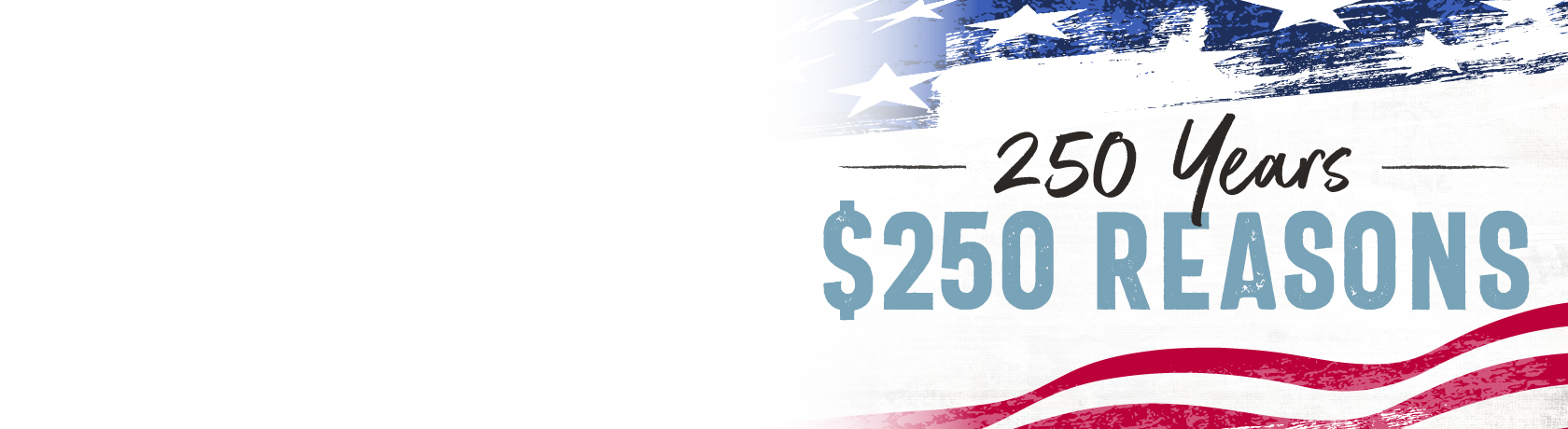 American flag with 250 Resons